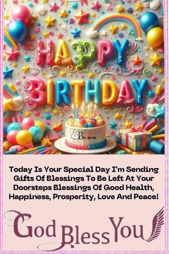Colorful birthday image for a special day with a bouquet of flowers