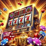 Slot reels glowing on a casino screen, showing a spinning game interface